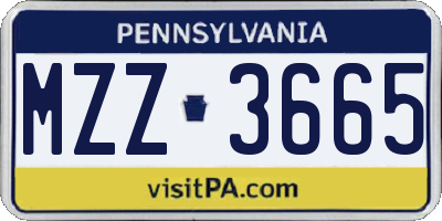 PA license plate MZZ3665