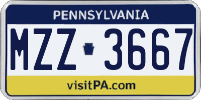 PA license plate MZZ3667