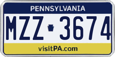 PA license plate MZZ3674
