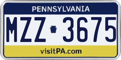 PA license plate MZZ3675