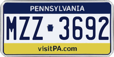 PA license plate MZZ3692