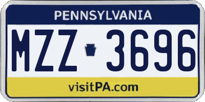PA license plate MZZ3696