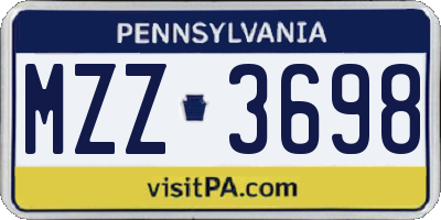 PA license plate MZZ3698