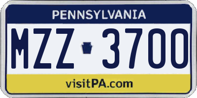 PA license plate MZZ3700