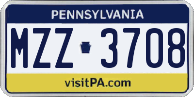 PA license plate MZZ3708