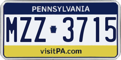 PA license plate MZZ3715