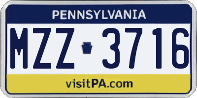 PA license plate MZZ3716