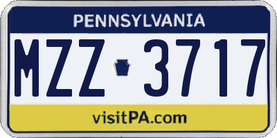 PA license plate MZZ3717