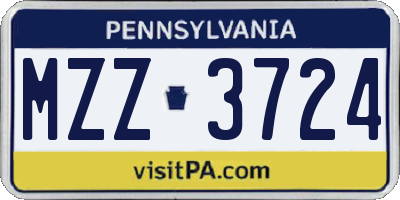 PA license plate MZZ3724