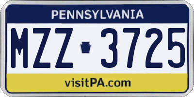 PA license plate MZZ3725