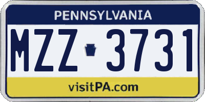 PA license plate MZZ3731