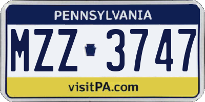PA license plate MZZ3747