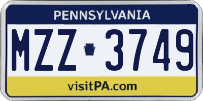PA license plate MZZ3749