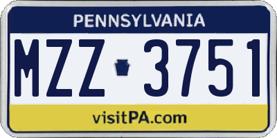 PA license plate MZZ3751