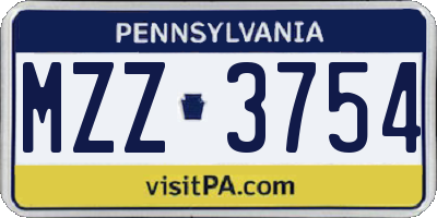 PA license plate MZZ3754