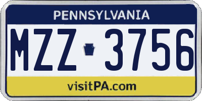 PA license plate MZZ3756