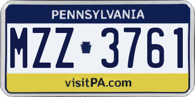PA license plate MZZ3761