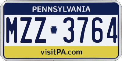 PA license plate MZZ3764