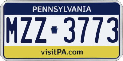 PA license plate MZZ3773