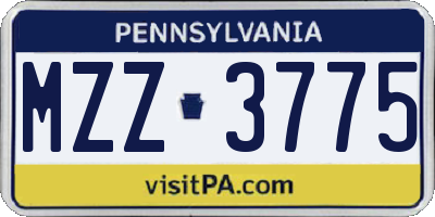 PA license plate MZZ3775