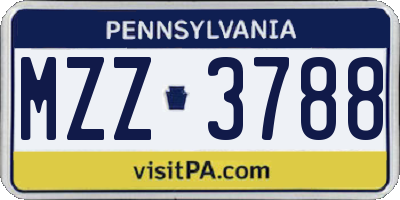 PA license plate MZZ3788
