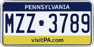 PA license plate MZZ3789