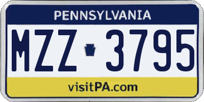PA license plate MZZ3795
