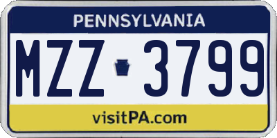 PA license plate MZZ3799