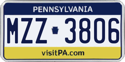 PA license plate MZZ3806