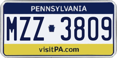 PA license plate MZZ3809