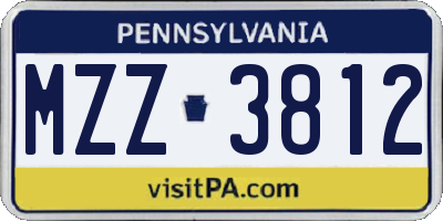 PA license plate MZZ3812