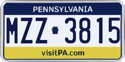 PA license plate MZZ3815