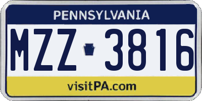 PA license plate MZZ3816