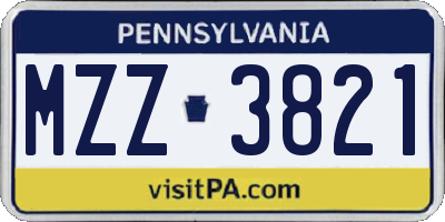 PA license plate MZZ3821