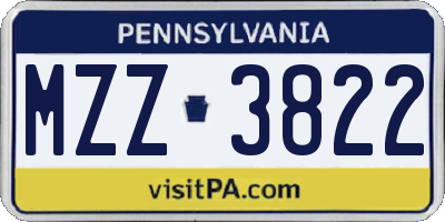 PA license plate MZZ3822