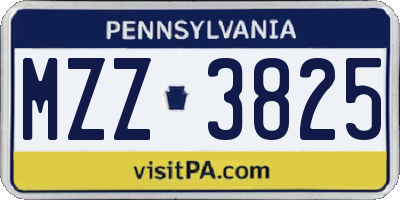 PA license plate MZZ3825