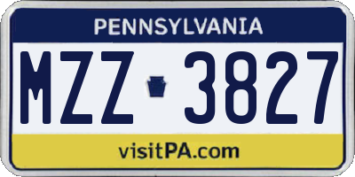 PA license plate MZZ3827