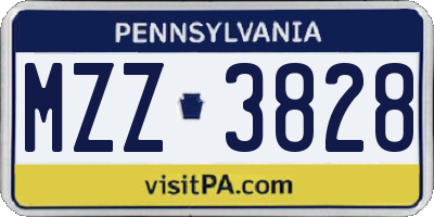 PA license plate MZZ3828