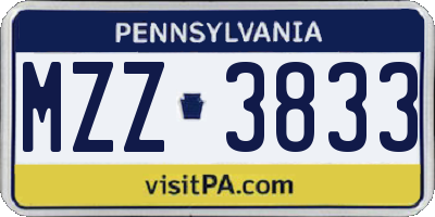PA license plate MZZ3833