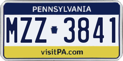 PA license plate MZZ3841