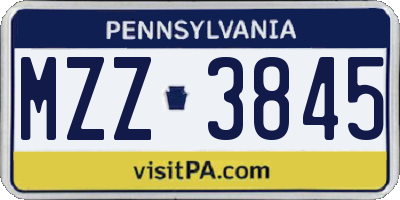 PA license plate MZZ3845