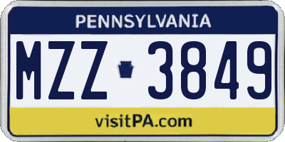 PA license plate MZZ3849