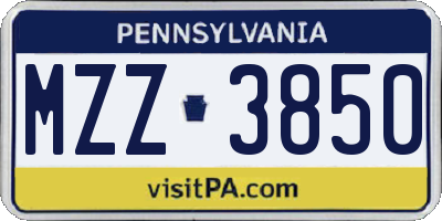 PA license plate MZZ3850