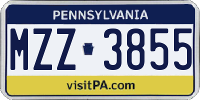 PA license plate MZZ3855
