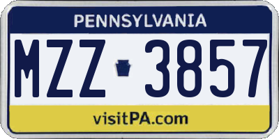 PA license plate MZZ3857