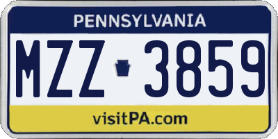 PA license plate MZZ3859
