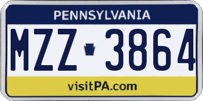 PA license plate MZZ3864