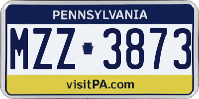 PA license plate MZZ3873