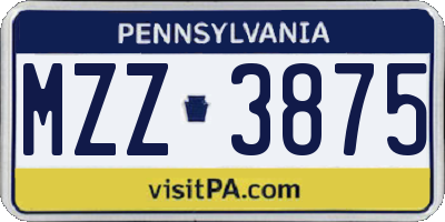 PA license plate MZZ3875