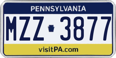 PA license plate MZZ3877